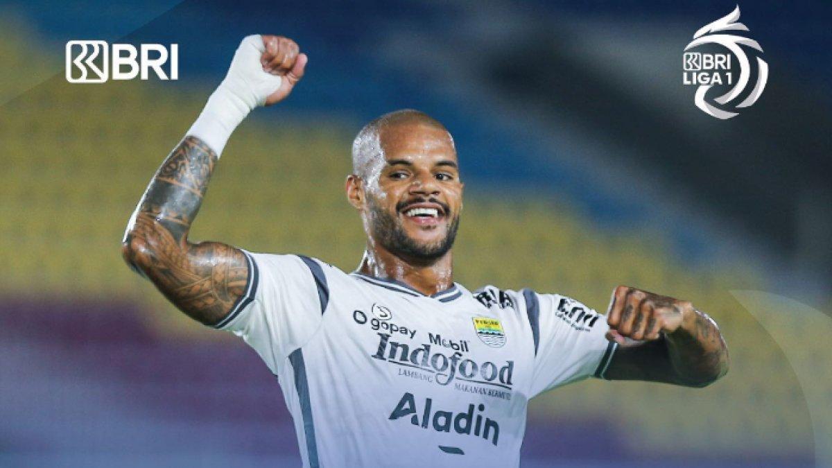 Striker Persib Bandung, David da Silva saat melawan Persik Kediri di pekan ke-12 Liga 1 2022/2023.