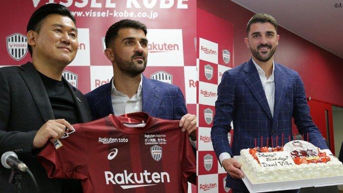David Villa saat Diperkenalkan di Vissel Kobe, Sabtu (1/12/2018)