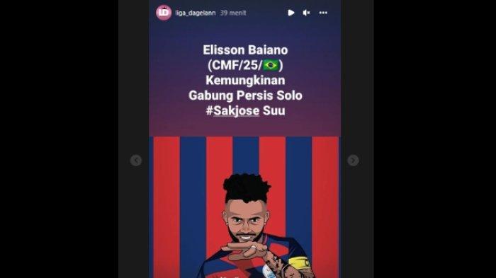 Persis Solo yang masih mencari pemain asing baru, kini tengah dikaitkan dengan sosok asing asal Brasil, Elisson Baiano.