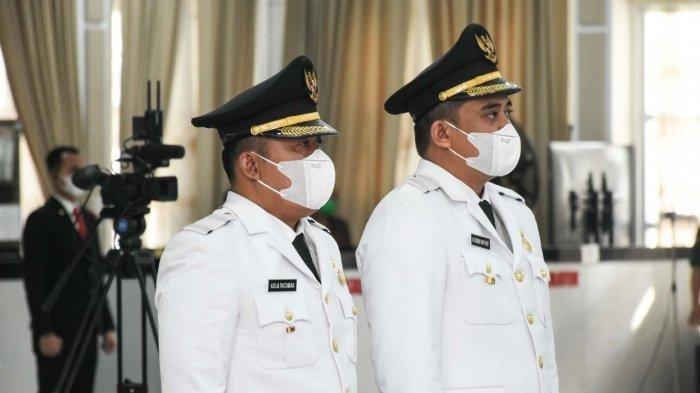 Pelantikan Wali Kota Medan dan Wakil Wali Kota Medan oleh Gubernur Sumut Edy Rahmayadi di Aula Tengku Rizal Nurdin, Jalan Sudirman Medan, Jumat (26/2/2021).