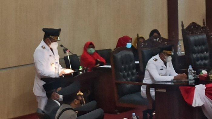 Wali Kota Medan Bobby Nasution menyampaikan pidato perdana dalam Rapat Paripurna DPRD Medan, Jumat (26/2/2021).