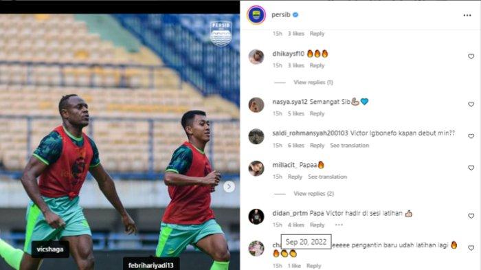 Komentar Bobotoh setelah batang hidung Victor Igbonefo terlihat di sesi latihan Persib Bandung.