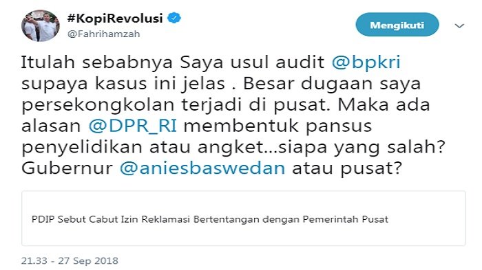 Cuitan Fahri Hamzah