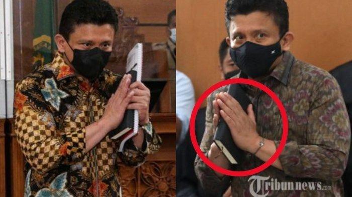 Ferdy Sambo selalu membawa buku hitam dalam berbagai kesempatan, seperti saat sidang perdana, Senin (17/10/2022) (kiri) dan sidang lanjutan, Kamis (20/10/2022) (kanan).