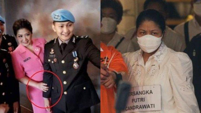 Foto kiri :Putri Candrawathi saat foto dengan tiga ajudannya, termasuk Brigadir J. Foto kanan: Tersangka Ferdy Sambo dan Putri Candrawathi saat menjalani rekonstruksi kasus pembunuhan Brigadir J di rumah dinas Ferdy Sambo, Duren Tiga, Jakarta Selatan, Selasa (30/8/2022). Tim Khusus (Timsus) Polri menggelar rekonstruksi kasus pembunuhan berencana Brigadir J atau Nofriansyah Yosua Hutabarat.