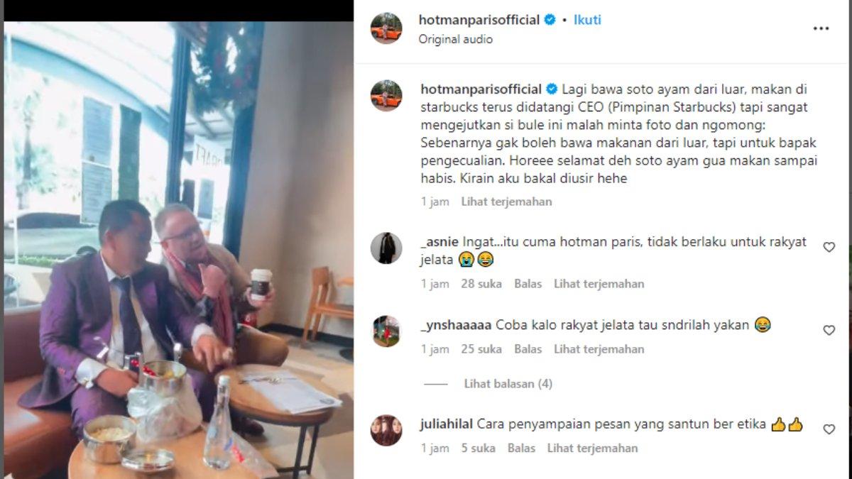 Hotman Paris saat dihampiri oleh pimpinan dari Starbucks pada Rabu (30/11/2022).