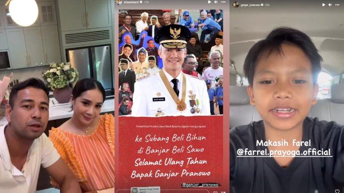 Kolase ucapan ulang tahun untuk Gubernur Jawa Tengah Ganjar Pranowo dari artis Raffi Ahmad dan Nagita Slavina, Gubernur Jawa Barat Ridwan Kamil, dan penyanyi cilik Farel Prayoga, Sabtu (29/10/2022).