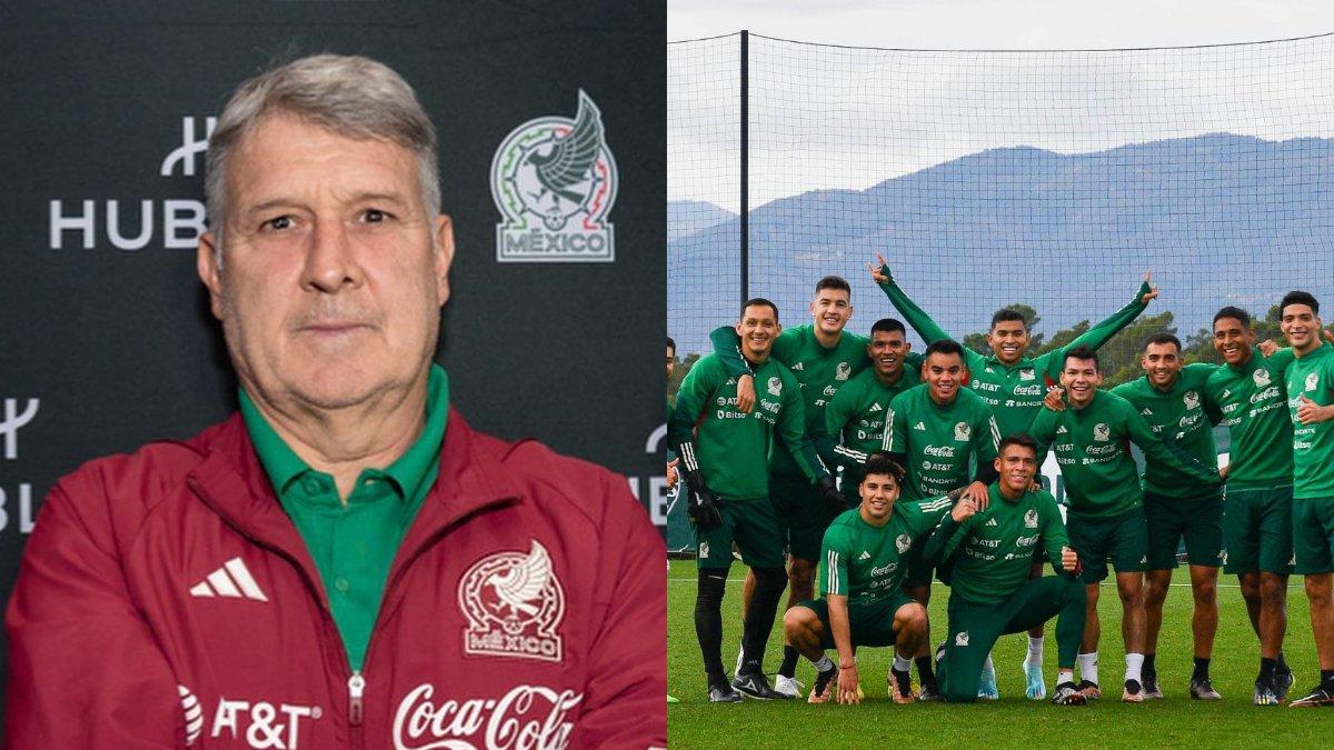 Kolase foto pelatih Timnas Meksiko, Gerardo Martino (kiri) dan penggawa tim El Tri jelang Piala Dunia 2022 (kanan).