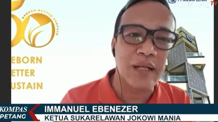 Ketua Relawan Jokowi Mania, Immanuel Ebenezer, menolak tuduhan pengacara Partai Demokrat Bambang Widjojanto (BW), Minggu (14/3/2021).