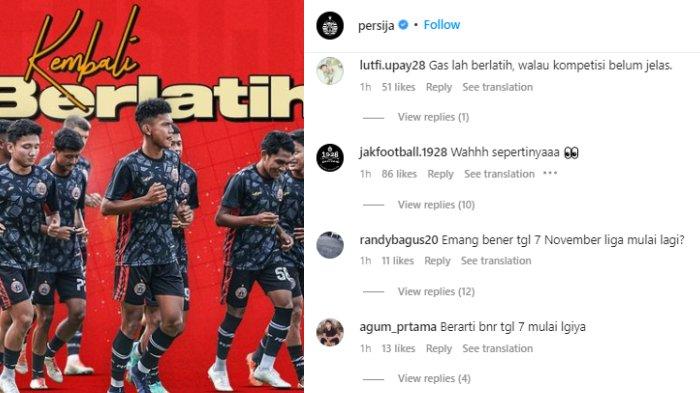 Persija Jakarta bakal gelar kembali latihan tim, Jakmania malah curiga Liga 1 2022 bakal segera bergulir kembali, Senin (17/10/2022).