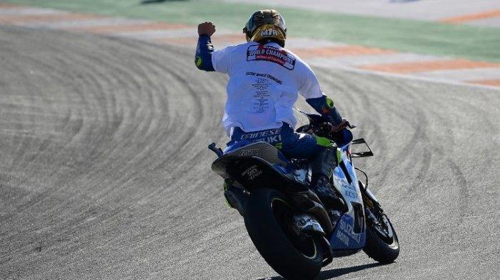 Joan Mir meraih gelar juara dunia MotoGP 2020 saat balapan di MotoGP Valencia, Minggu (15/11/2020).