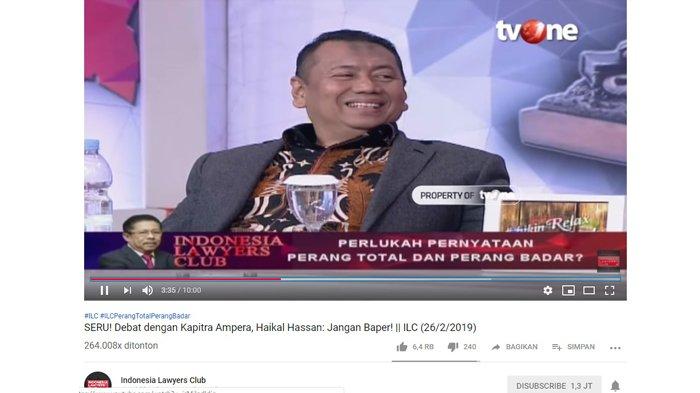 Reaksi Kapitra Amperasaat mendengarkan pernyataan Haikal Hassan, Selasa (26/2/2019).