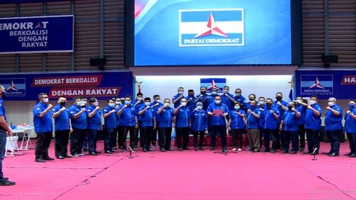 Tangkapan layar video seluruh Ketua DPD Partai Demokrat se-Indonesia membacakan ikrar setia terhadap kepemimpinan Ketua Umum Partai Demokrat Agus Harimurti Yudhoyono, Selasa (23/2/2021) di Cikeas, Bogor, Jawa Barat.