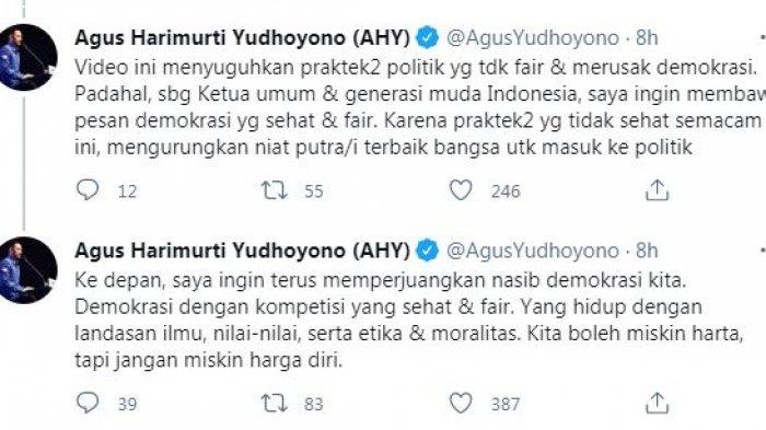 Cuitan Twitter/@AgusYudhoyono soal testimoni peserta KLB di Deliserdang, Selasa (9/3/2021).