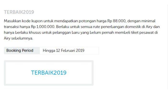 Kode diskon tiket pesawat Rp88 ribu dari Airy