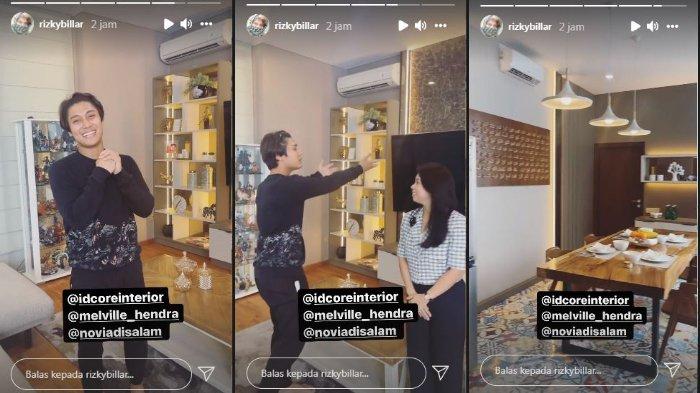 Kolase aktor Rizky Billar saat memamerkan interior baru rumahnya, Kamis (14/10/2021).