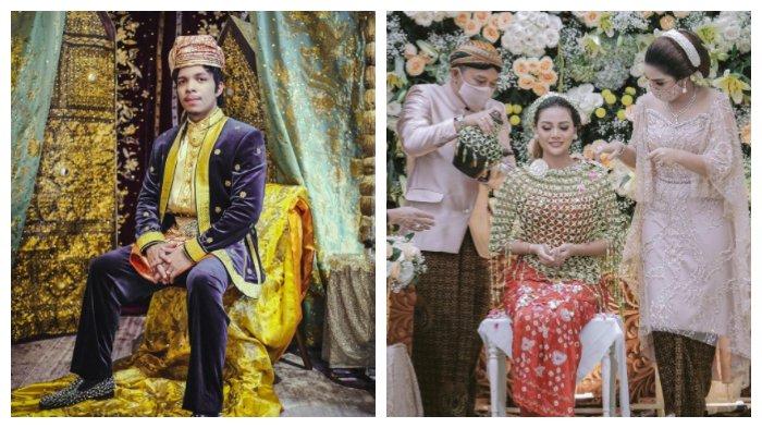 Kolase foto Atta Halilintar mengenakan pakaian adat Padang dan Aurel Hermansyah siraman secara adat Jawa.