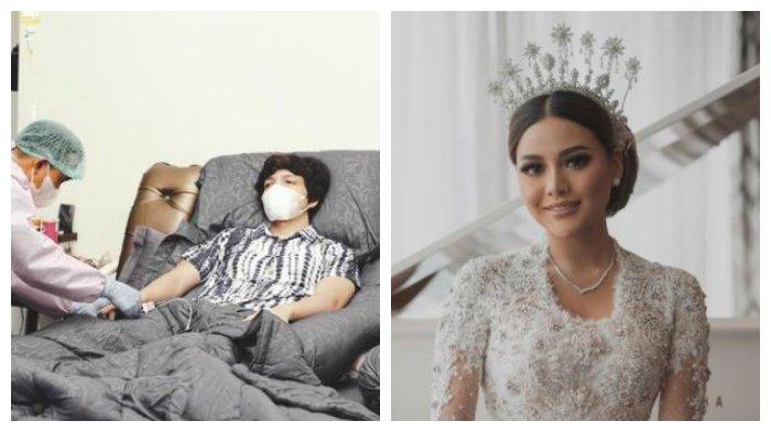 Kolase foto Atta Halilintar yang terbaring karena Covid-19 dan Aurel Hermansyah, Jumat (23/4/2021).