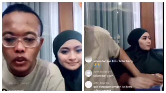 Kolase live TikTok Sule dan Nathalie Holscher, Kamis (21/5/2021). Sule mengelus perut Nathalie yang sedang mengandung.