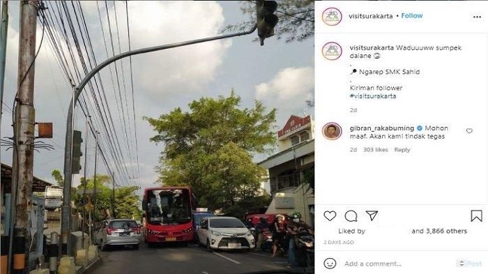 Unggahan Instagram@visitsurakarta tentang aksi ugal-ugalan seorang sopir BST di Solo, Senin (12/4/2021) langsung dikomentari oleh Wali Kota Solo Gibran Rakabuming Raka dan telah ditindak per Rabu (14/4/2021).