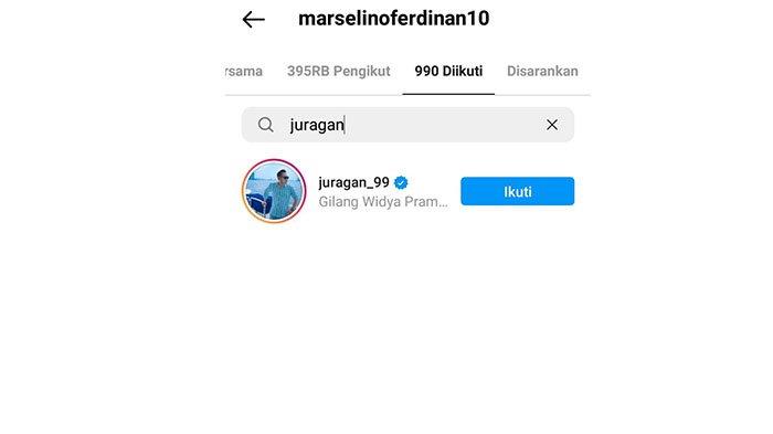 Marselino Ferdinan kedapatan telah saling follow Instagram dengan bos Arema FC, Gilang Widya.
