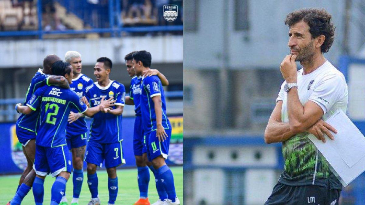 Skuad Persib Bandung (kiri) dan pelatih Maung Bandung (kanan). Hilal transfer Persib Bandung di bursa transfer pertengahan musim Liga 1 2022.