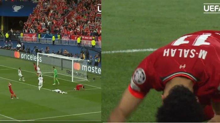 Aksi frustasi Mohamed Salah di laga Liverpool kontra Real Madrid pada cuitan Twitter Champions League.