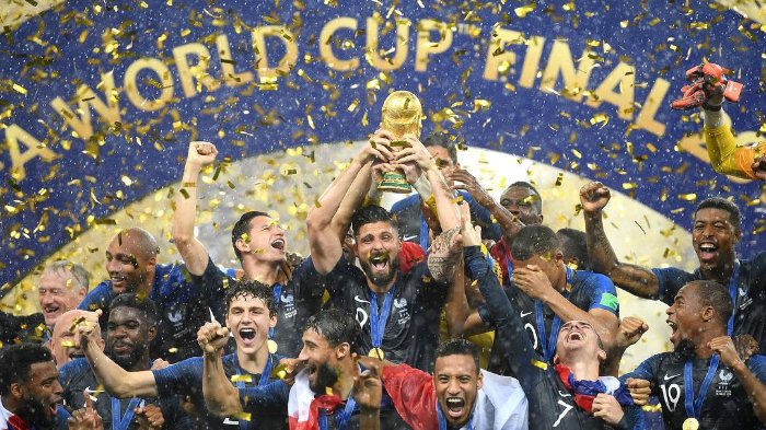 Olivier Giroud saat memenangkan Piala Dunia 2018 bersama Timnas Perancis
