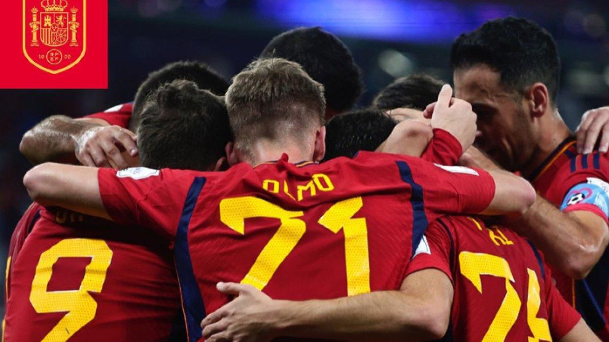 Para pemain Timnas Spanyol saat menghadapi Kosta Rika.