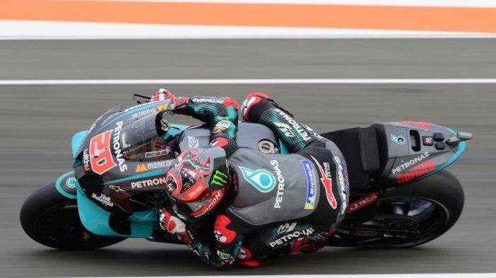 Fabio Quartararo saat berlaga di MotoGP Valencia.