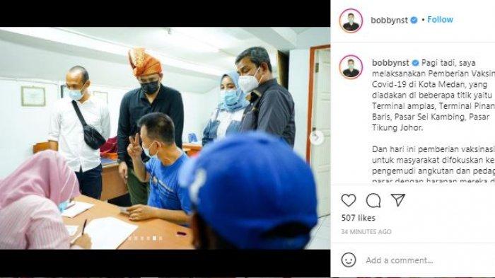 Wali Kota Medan Bobby Nasution meninjau proses pelaksanaan vaksinasi Covid-19 di sejumlah titik di Kota Medan, Sabtu (27/2/2021).