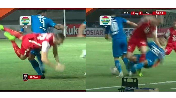 Pelanggaran Keras Bayu Fiqri dua kali ke Marco Motta.