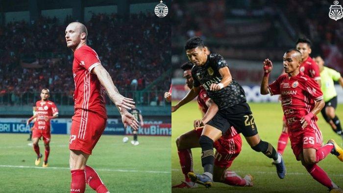 Kolase foto cuplikan laga Persija Jakarta melawan Bhayangkara FC di pekan kedelapan Liga 1 2022.