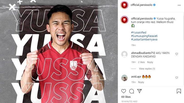 Melalui unggahan akun Instagram resmi klub, Senin (24/5/2021), Persis Solo memperkenalkan Yussa Nugraha sebagai rekrutan terbarunya.