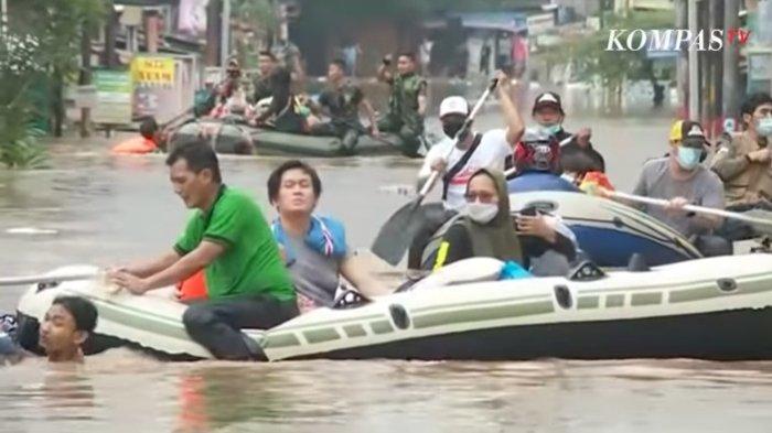 Perumahan Pondok Gede Permai, Bekasi tergenang banjir, Sabtu (20/2/2021).