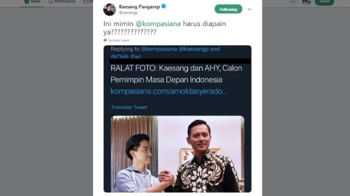 Reaksi Kaesang saat fotonya diedit dengan AHY, Kamis (6/6/2019)