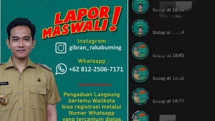 Sebuah postingan yang berisi informasi pengaduan terhadap Wali Kota Solo Gibran Rakabuming Raka viral di media sosial, khususnya Whatsapp (WA), Rabu (3/3/2021). Sejumlah warga membuat postingan dalam WA story mereka.