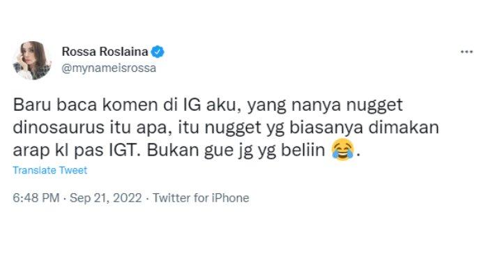 Tangkapan layar unggahan akun Instagram penyanyi Rossa. Terbaru, Rossa buka suara soal heboh nugget dinausaurus yang diduga netizen sebagai tanda perselingkuhannya dengan Reza Arap.