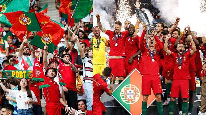 Suporter Timnas Portugal (kiri) dan Timnas Portugal saat juara Euro 2016 (kanan) pada postingan Instagram @portugal. Lini serang menyeramkan Portugal potensi libas lawannya di grup H Piala Dunia 2022 Qatar.