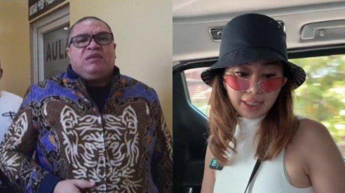 Kolase foto Denise Chariesta (kanan) dan Razman Nasution (kiri). Razman Nasution menyentil Denise Chariesta yang mengirim papan bunga bertuliskan tuduhan pelecehan seksual ke rumahnya.